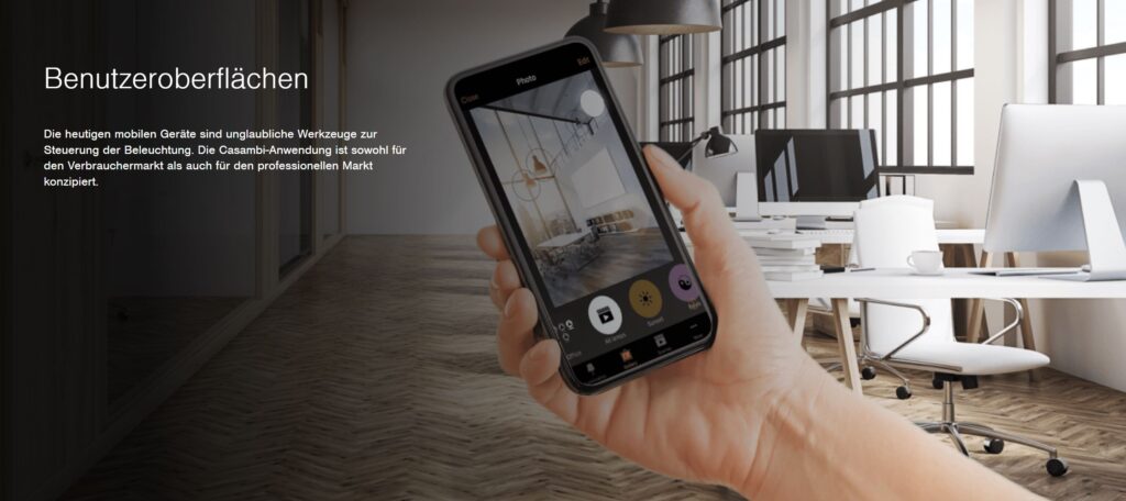 Casambi Lichtmanagement App Benutzeroberflächen Erklärung