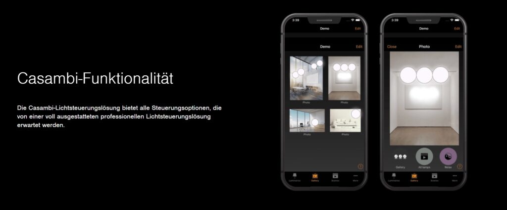 Casambi Lichtmanagement App Funktionaliät